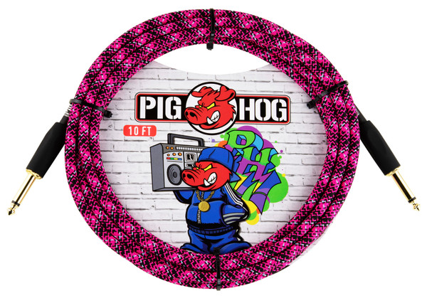 Pig Hog Instrument Cable, 10ft - Pink Graffiti