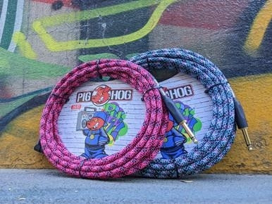 Pig Hog Instrument Cable 20ft Right Angle - Pink Graffiti