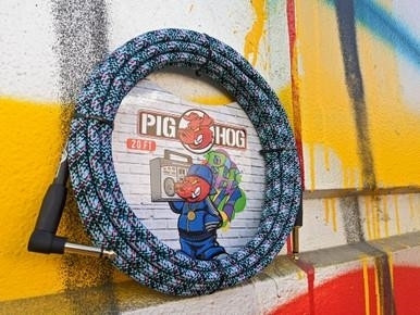 Pig Hog Instrument Cable 20ft Right Angle - Orange Graffiti