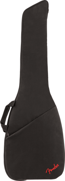 Fender FB405 Black padded gig bag for electric bass guitar with backpack straps and front storage pocket.