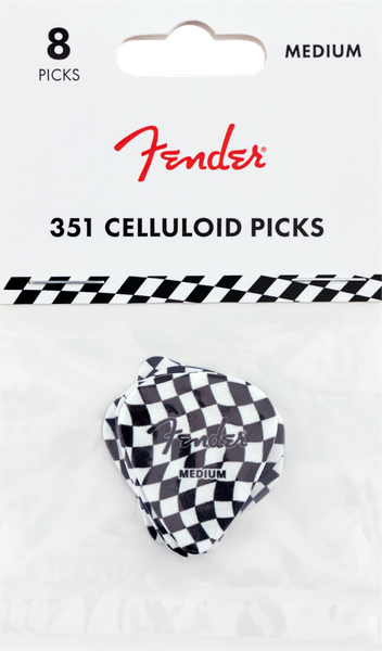 Fender Wavy Checkerboard 351 medium celluloid guitar picks 8 pack.