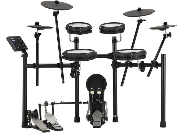 Roland TD-07KV2 five-piece electronic drum kit with 10-inch snare and floor tom, two crash cymbals, TD-07 module and KD-10 kick pad.