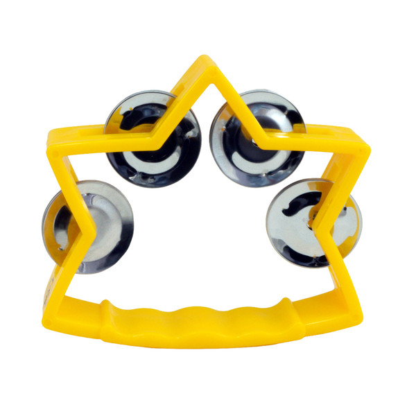 OneTribe Mini Half Star Tambourine in bright yellow, measuring 12cm, for children's percussion and preschool music activities.