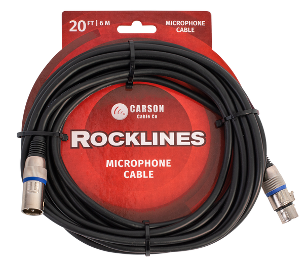 Carson Rocklines ROM20L 20 ft Microphone/Audio Cable - Black