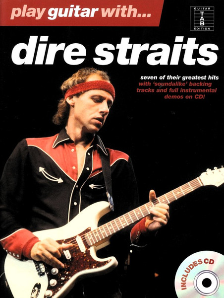 Play Guitar with Dire Straits guitar tab book with accompanying CD, featuring printed tablature and audio play-along tracks.