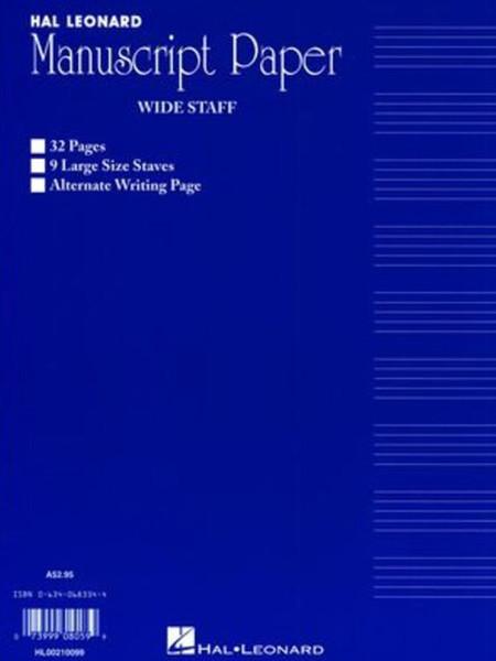 Wide Staff Manuscript 32 Page 9 Staves/Interleaved - Blue