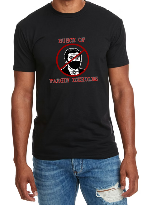 Black Unisex Crew short sleeved t-shirt with Fargin Iceholes graphic