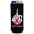Black skinny koozie with decal of skeleton middle finger with pink ribbon around it and fuck cancer text