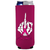 Pink skinny koozie with decal of skeleton middle finger with pink ribbon around it and fuck cancer text