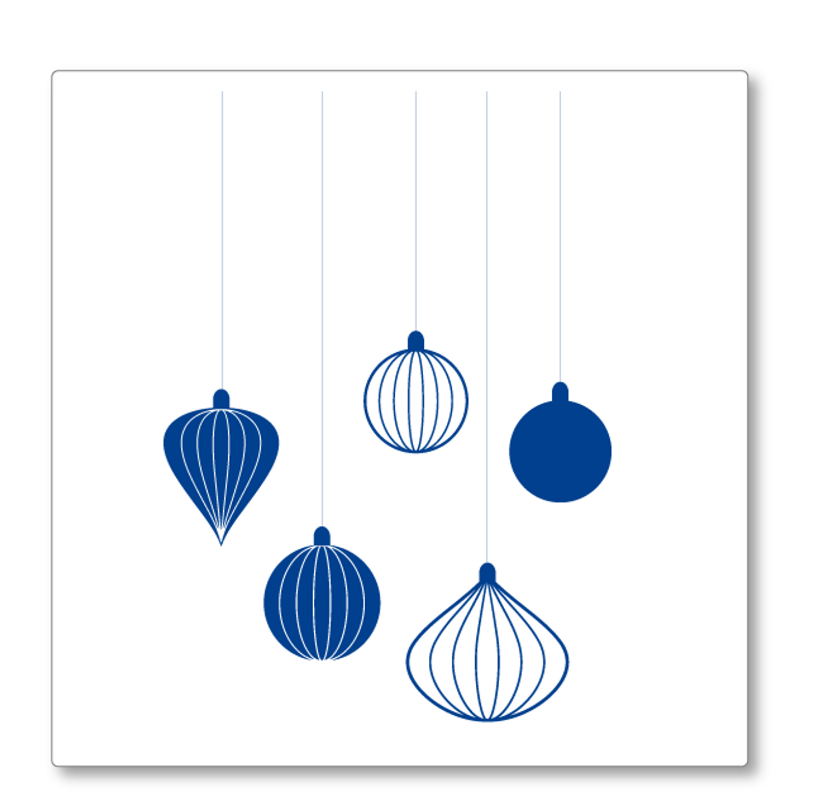 Delightful Christmas baubles, classic in style. Use these to create a pop of colour in your Christmas decorations. Shown in dark blue.