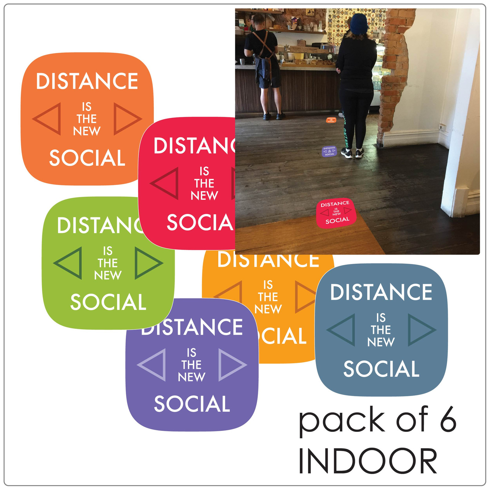 social distancing floor marker for hard floors, pack of 6, contemporary, mix
Self-adhesive Corona virus floor marker to help social distancing