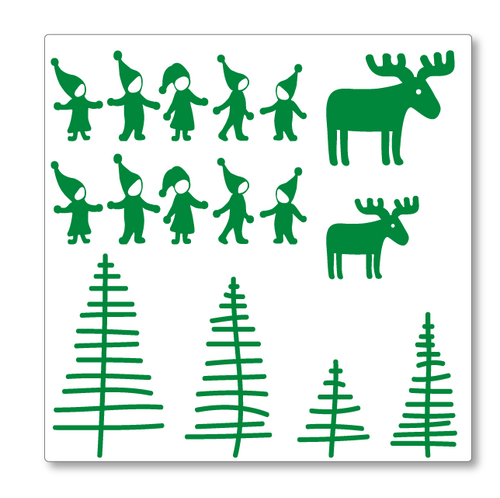 This Christmas decoration set lets you create your own Christmas scene. Choose from small or medium to suit your space. Shown in green.