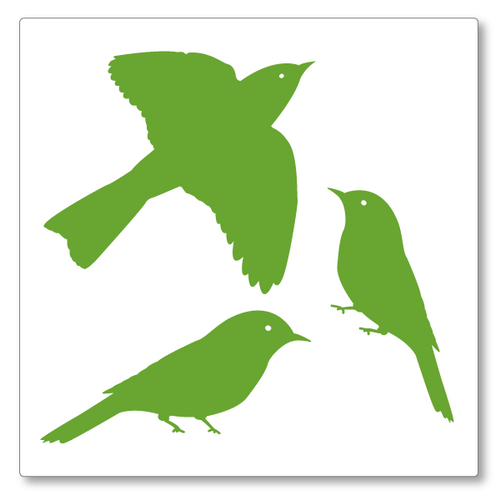 A charming set of three small birds, one in flight. These can be placed as a set or individually. Shown here in lime tree green.