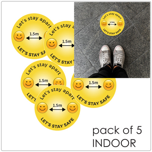 1.5 meter physical distancing floor sticker for hard floors, pack of 5, emoji
Self-adhesive Corona floor marker
safety floor signs for COVID-19