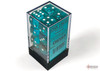 Translucent: 16mm D6 Teal/White (12)