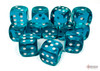 Translucent: 16mm D6 Teal/White (12)
