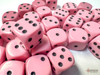 Opaque 12mm d6 Pastel Pink/black Dice Block (36 dice)