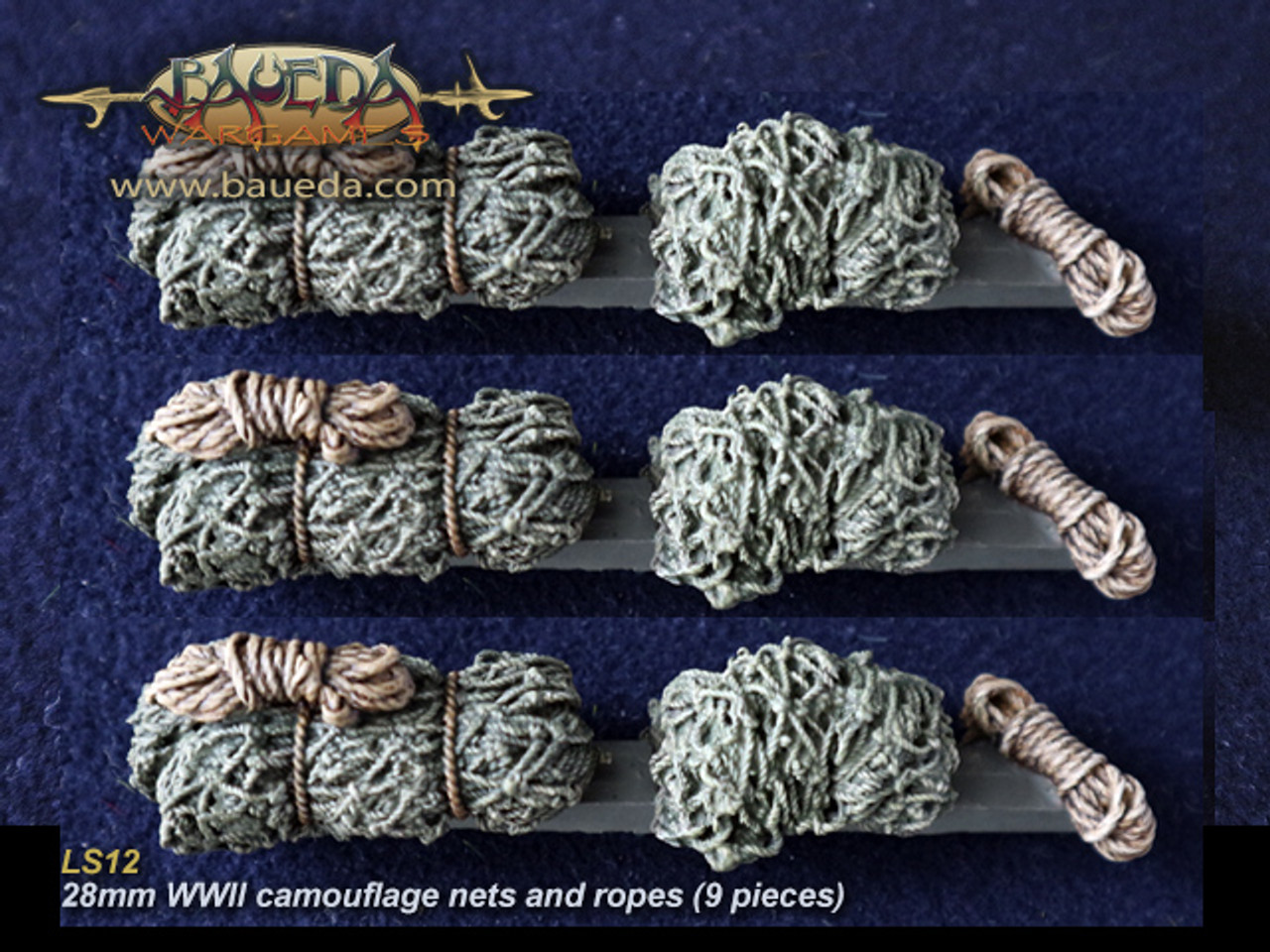 28mm WWII camouflage nets and ropes (9 pcs.)