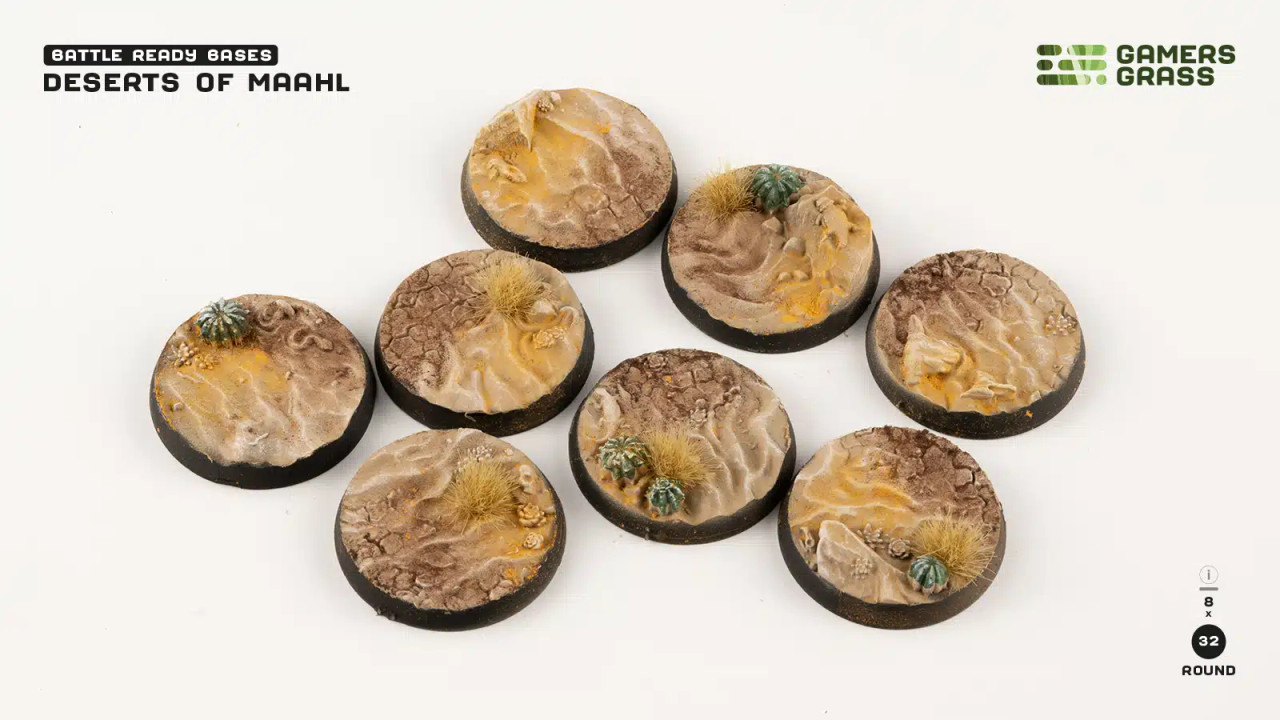 Deserts of Maahl Bases, Round 32mm (x8)