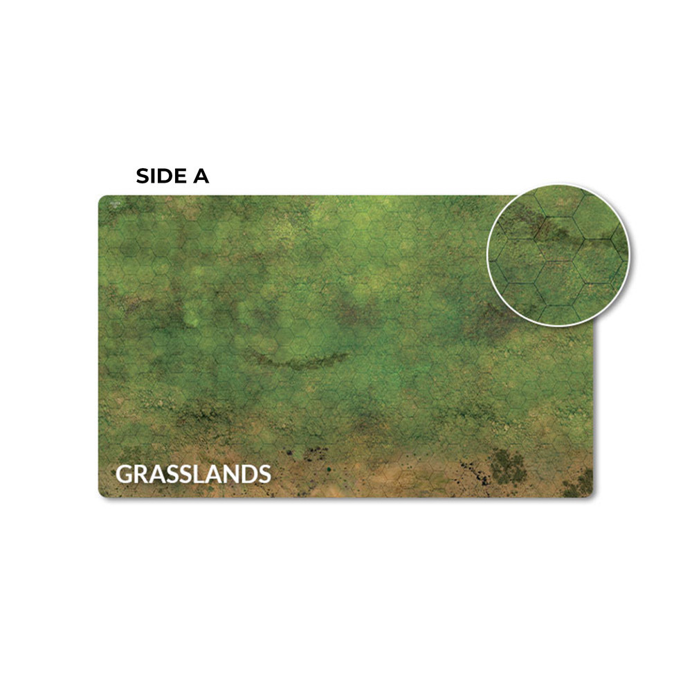 Hextech: Double Sided Game Mat (Grasslands/Arid/Urban) - Kick-Ass