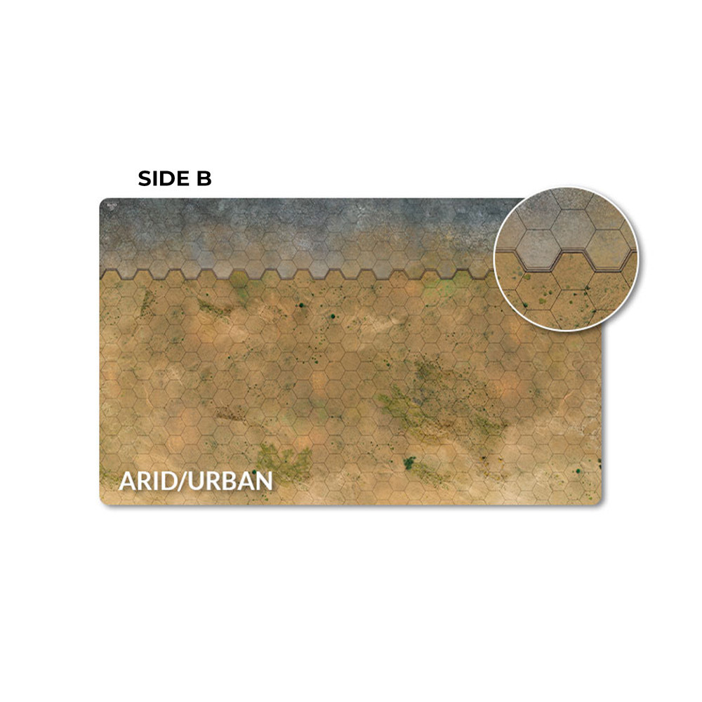 Hextech: Double Sided Game Mat (Grasslands/Arid/Urban) - Kick-Ass