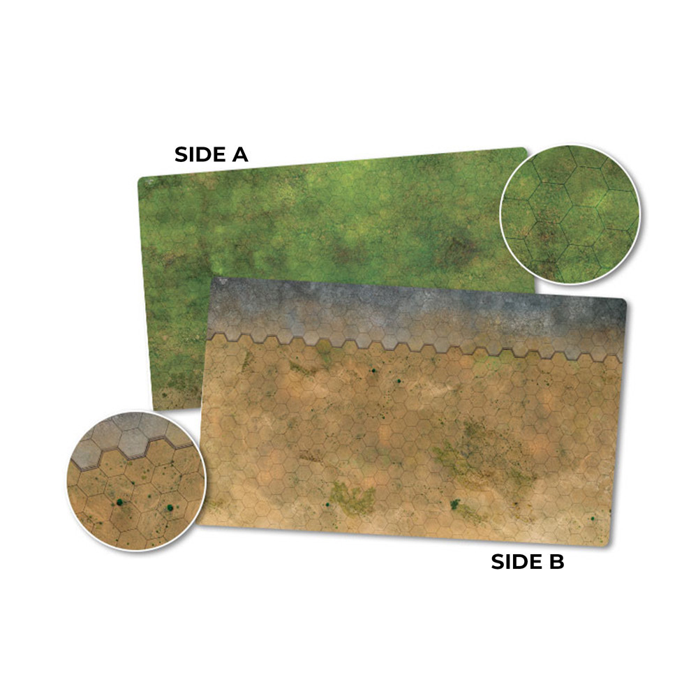 Hextech: Double Sided Game Mat (Grasslands/Arid/Urban) - Kick-Ass