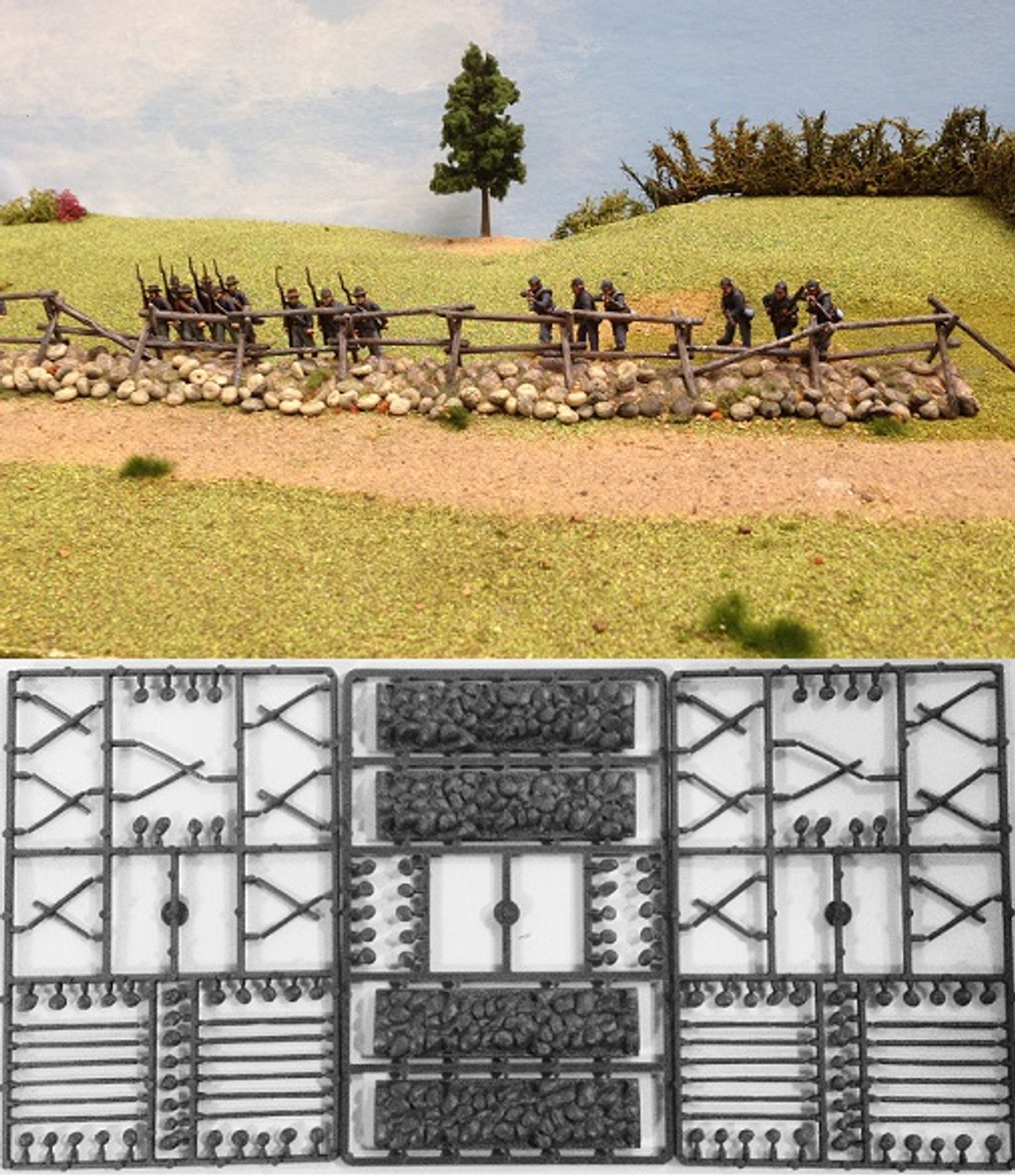 Cross & Rail Fencing with Stone Bases Cross & Rail Fencing with Stone Bases