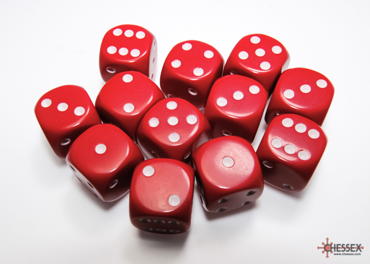 Opaque: 16mm D6 Red/White (12)