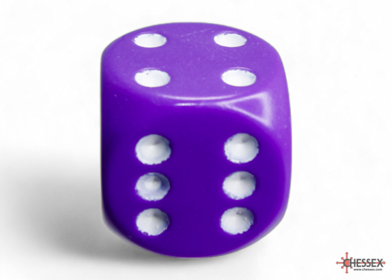 Opaque: 16mm D6 Purple/White (12)