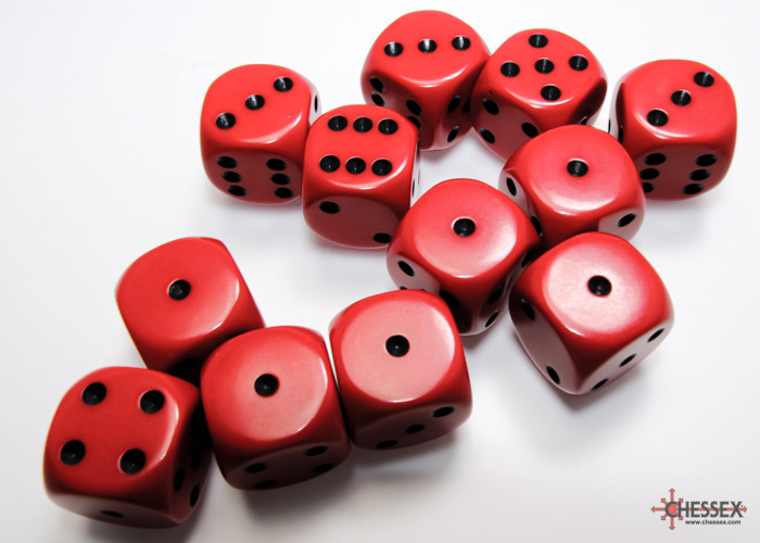 Opaque: 16mm D6 Red/Black (12)