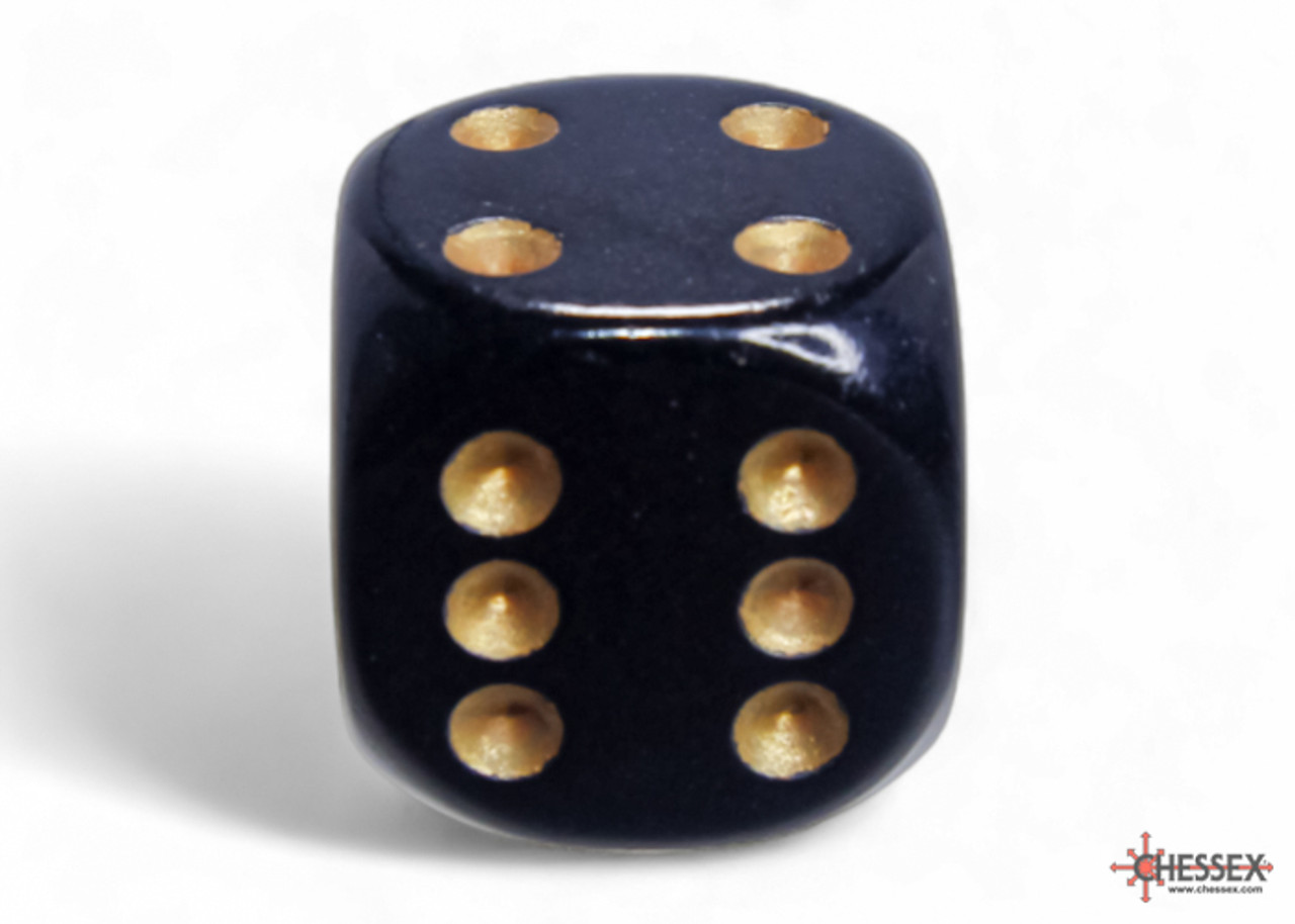 Opaque: 16mm D6 Black/Gold (12)