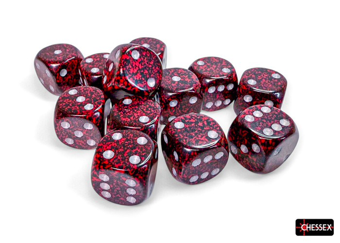 Speckled: 16mm D6 Silver Volcano