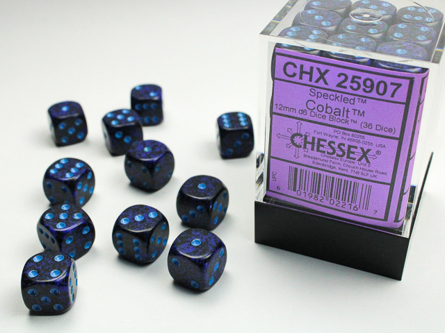 Cobalt 12mm D6 Dice Block (36)