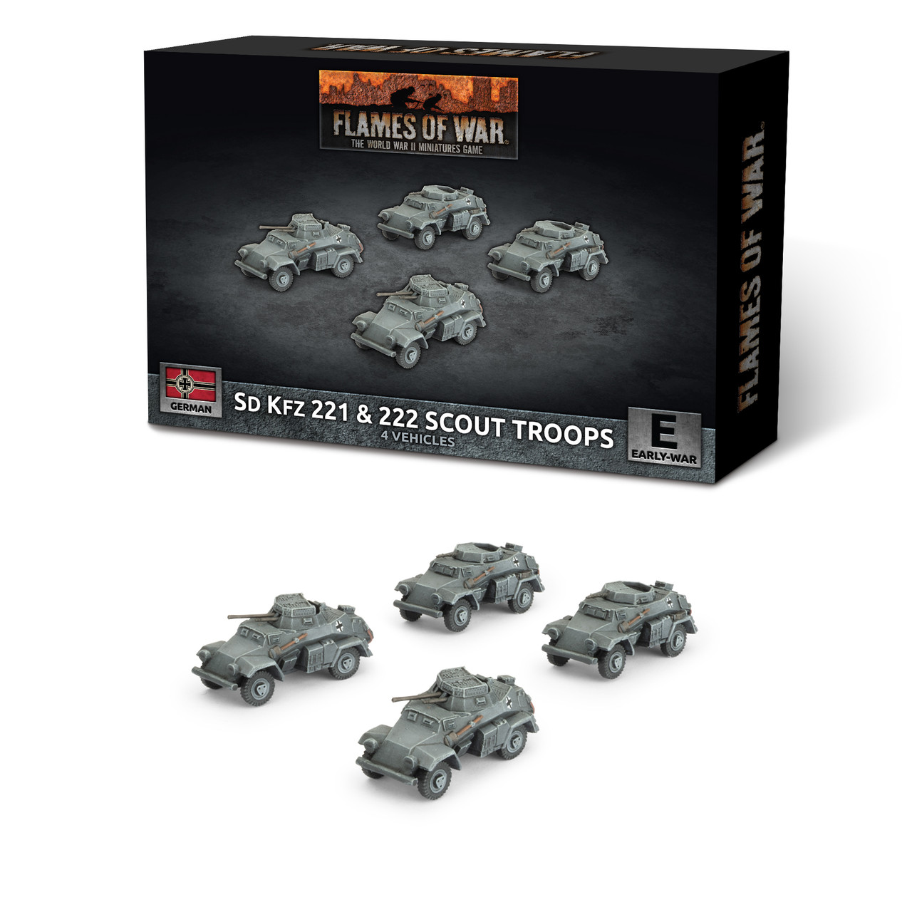 German Sd Kfz 222 / 221 Scout Troop (x4 Plastic)