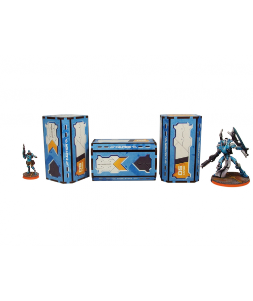 Infinity Prepainted Terrain: District 5 Containers (3) (blue)