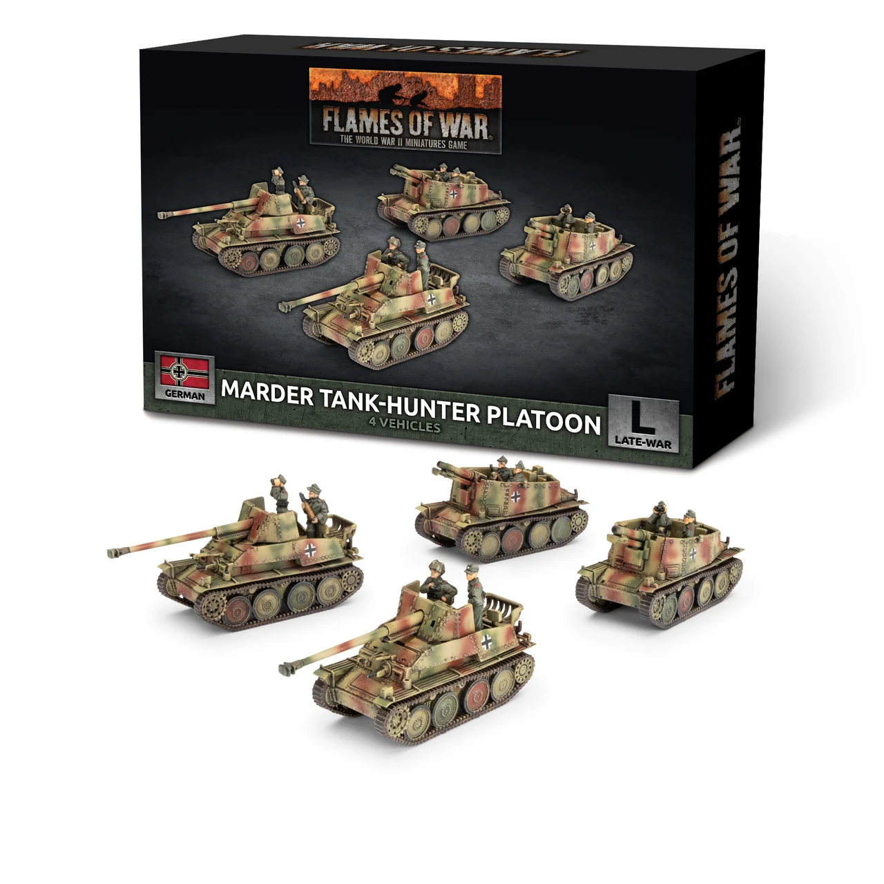 German Marder / Grille Self-propelled Gun Platoon (x4 Plastic)