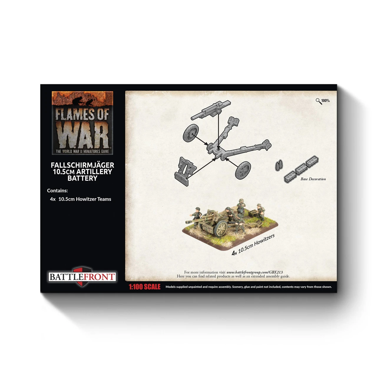German FJ 10.5cm Artillery Battery (x4 guns Plastic)