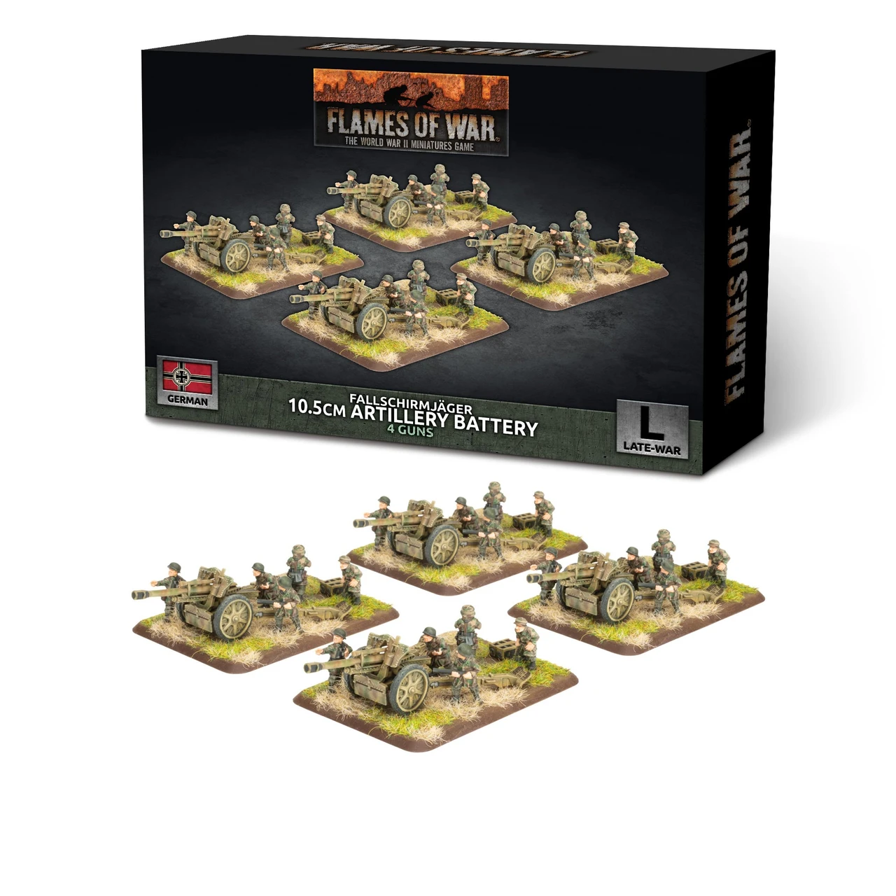 German FJ 10.5cm Artillery Battery (x4 guns Plastic)