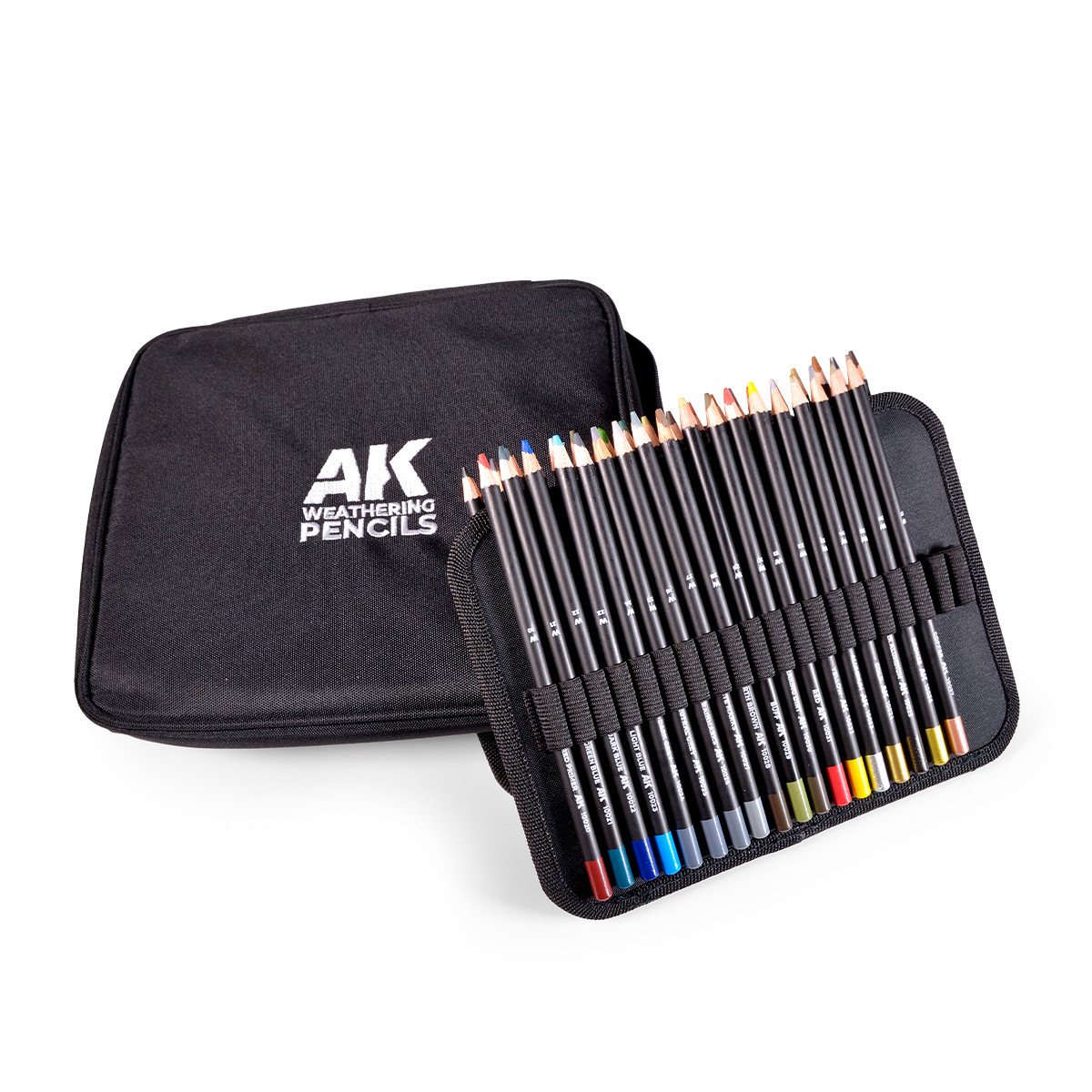 AK Interactive Weathering Pencils Full Range Cloth Case with a Zipper