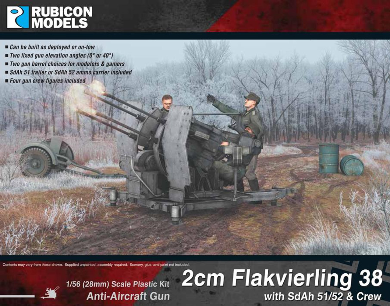 2cm Flakvierling 38 with SdAh 51/52 Trailer & Crew - 280073