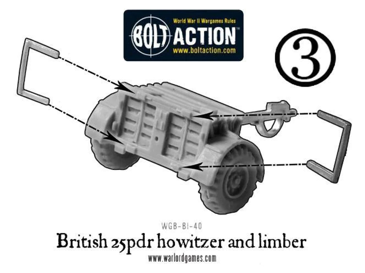 British 25 pdr Howitzer & Limber - WGB-BI-40