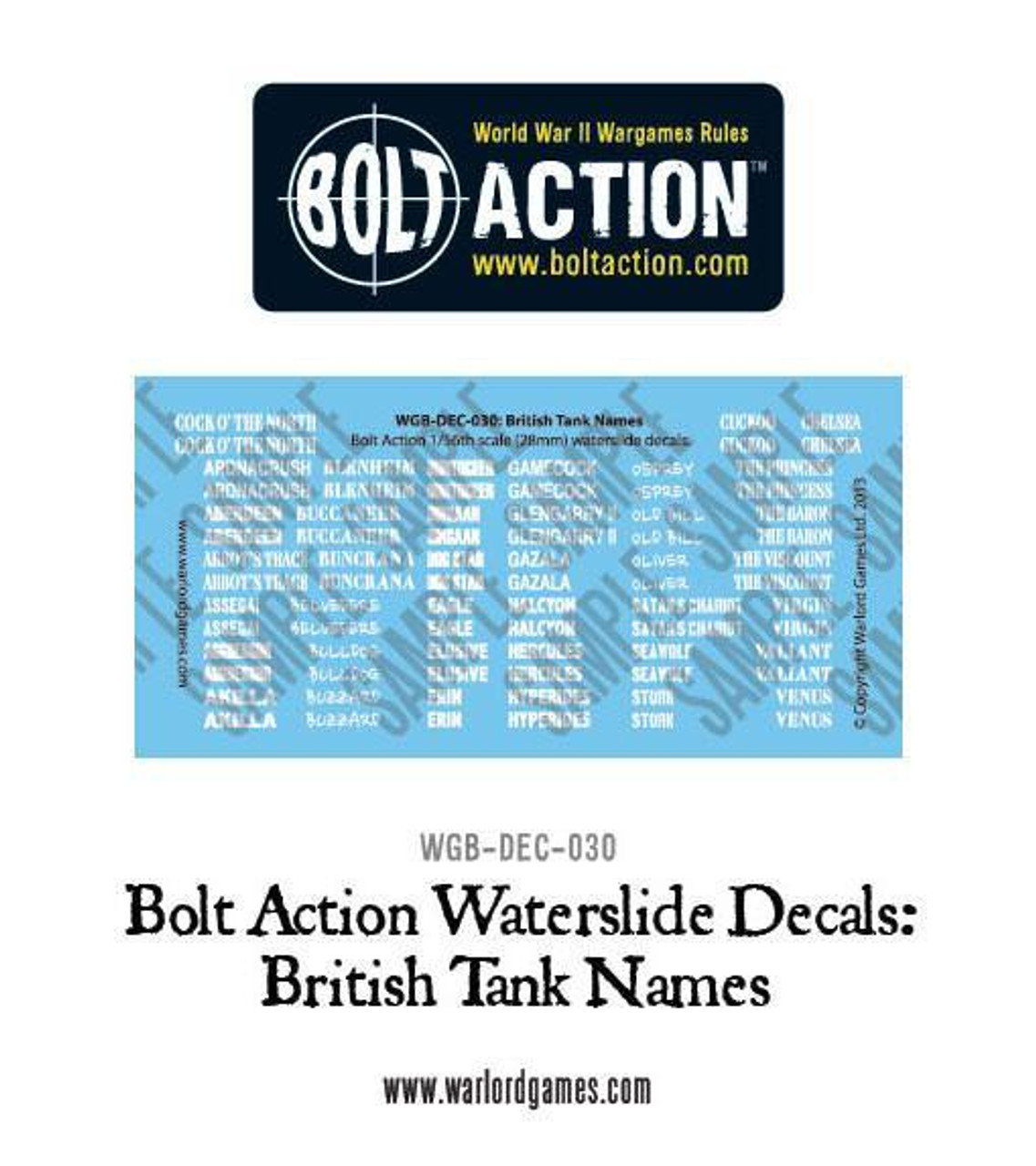 British Tank names - Decal Sheet - 28mm