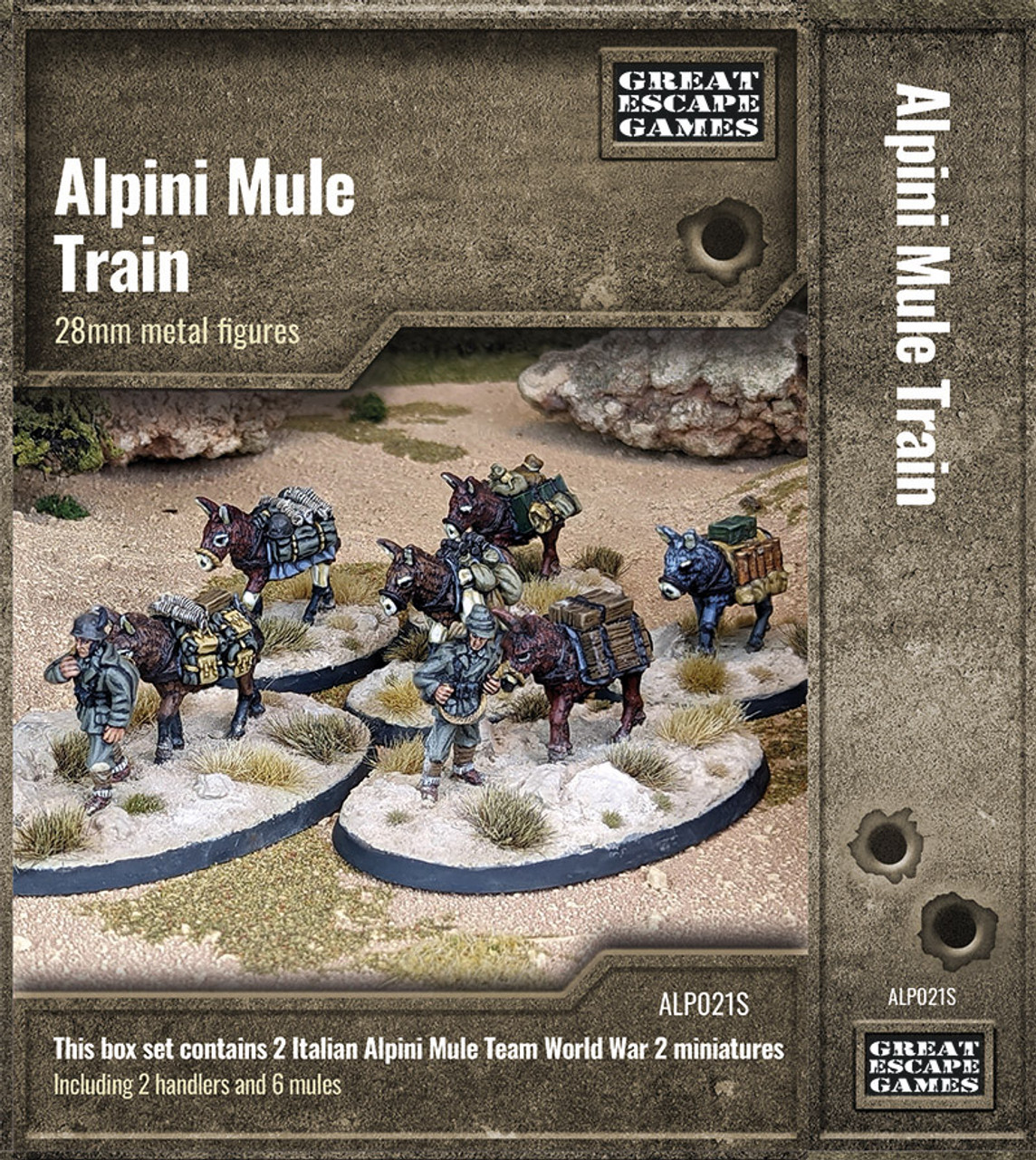 Alpini Mule Train - 6 mules, 2 drivers- ALP121SET