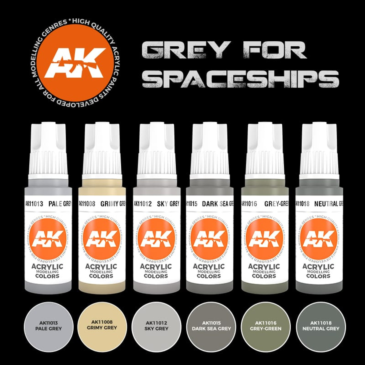 AK Interactive 3G: Grey for Spaceships Set