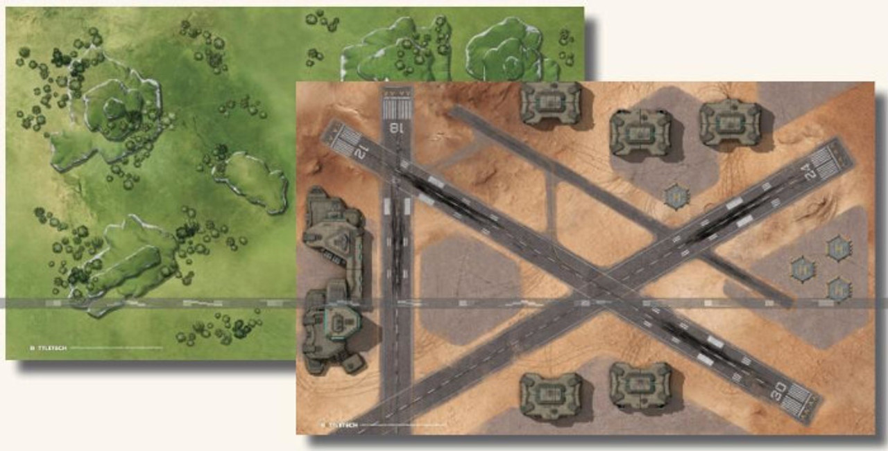 Battletech Alpha Strike Battlemat : Aerobase #1 /Rolling Woodland (Hexless)