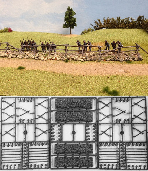 Cross & Rail Fencing with Stone Bases Cross & Rail Fencing with Stone Bases