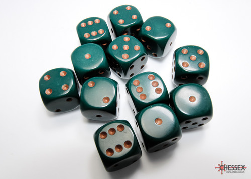 Opaque: 16mm D6 Dusty Green/Copper (12)