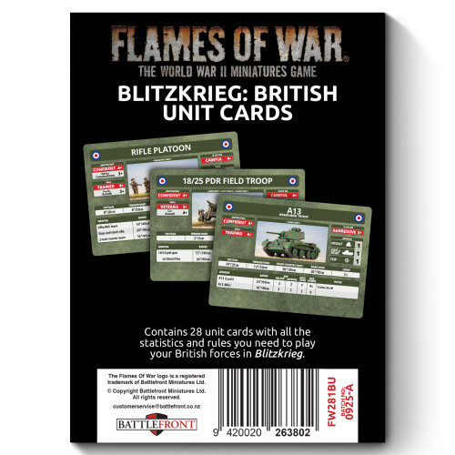 Blitzkrieg British Unit Cards (x28 Cards) - Limited Edition - FW281BC