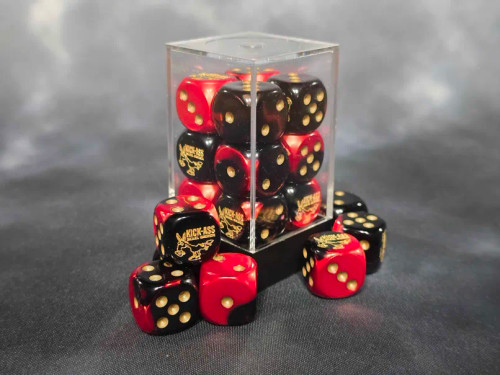 Kick-Ass Dice - x12 Red&Black - 16mm