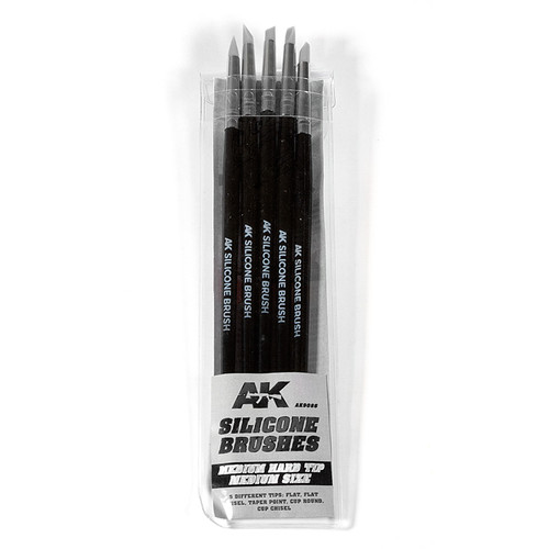 AK Interactive Silicone Brushes Medium Hard Tip, Medium - 5Pk